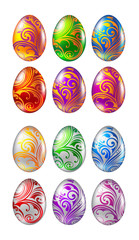 Colored Easter eggs with ornament