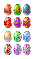 Colored Easter eggs with ornament