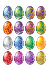 Colored Easter eggs with ornament