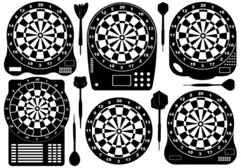 Set of electronic dartboards - obrazy, fototapety, plakaty