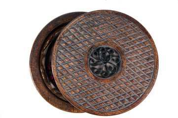 Cover of  the vintage round wooden decorative case