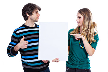 Man and woman with white board