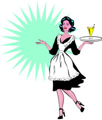 Comic Sexy Server - Retro Clip Art from big collection pop art