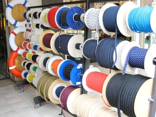 rolls of rope and rope for climbing and for mooring vessels