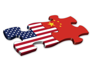 US & Chinese Flags (China American politics jigsaw)