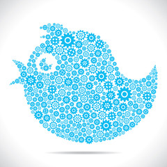 tweet bird design with gear stock vector - 49944603