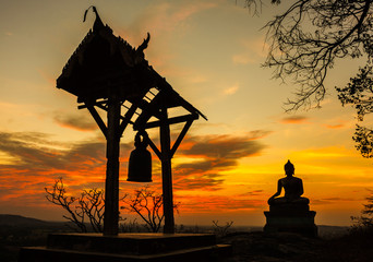 Sunset old Temple wat Praputtachai at Saraburi, Thailand
