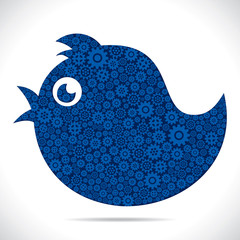 tweet bird design with gear stock vector - 49945003
