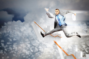 Image of jumping businessman
