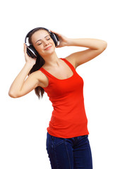 Naklejka premium Happy smiling girl dancing
