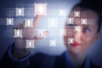 Image of female touching icon of social network