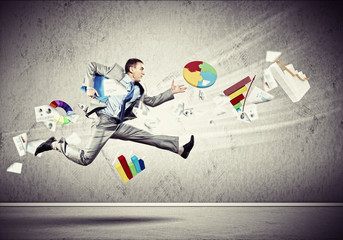 Image of running businessman