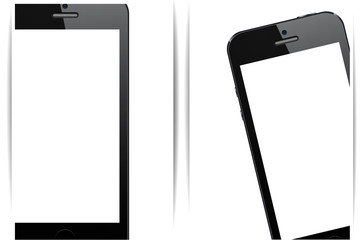 Realistic black smartphone background.