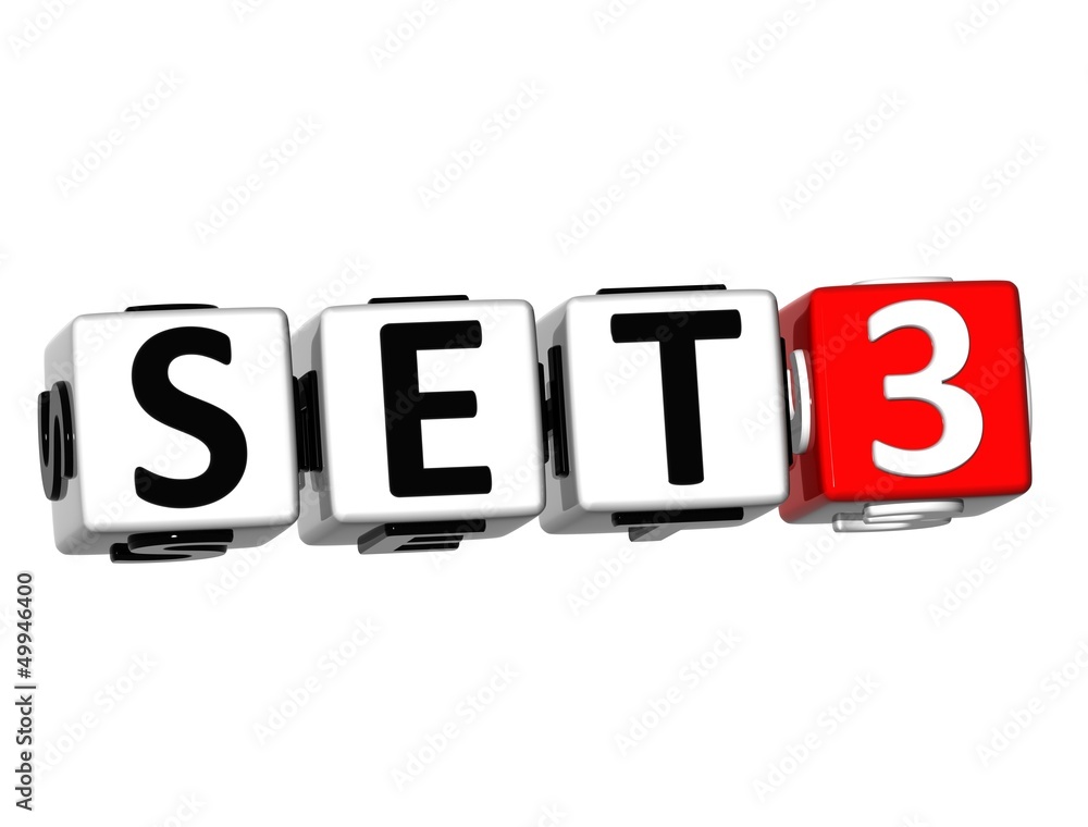 Poster 3d set button click here block text