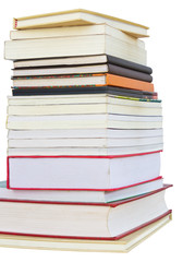Isolates of several books stacked neatly from big to small.