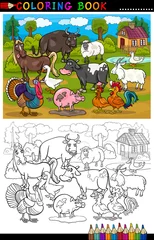 Papier Peint photo autocollant Bricolage Animaux de ferme et d& 39 élevage de dessins animés à colorier