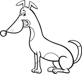 sitting dog cartoon for coloring book
