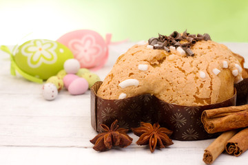 easter dove with decorative eggs