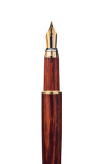 gold fountain pen nib isolated on white background