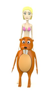 3d render of cartoon character with beaver