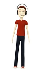 3d render of cartoon character with headphones