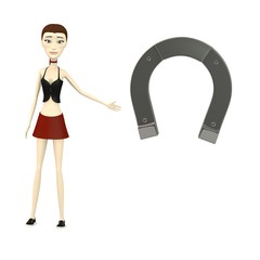 3d render of cartoon character with horseshoe