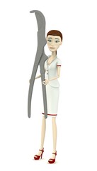 3d render of cartoon character with surgery tool