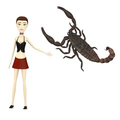 3d render of cartoon character with scorpion
