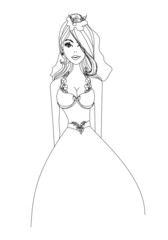 Beautiful bride - doodle illustration