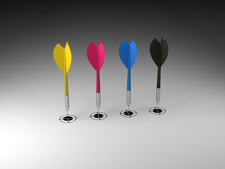 Couleurs primaires 4 flechettes croix de coupe