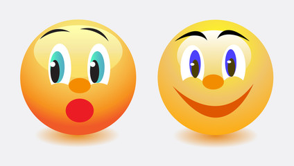 Smilies surprised and happy