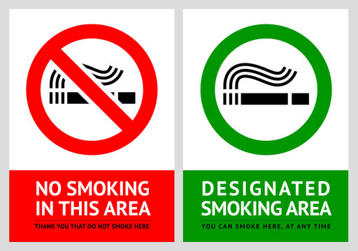 No smoking and Smoking area labels - Set 12