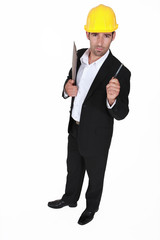 An architect with a clipboard.