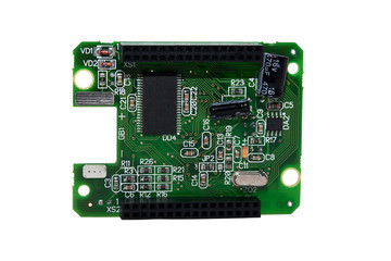 Board with chips on the white background