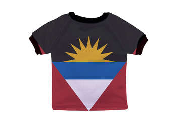 Small shirt with Antigua and Barbuda flag isolated on white back
