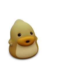 3d render of orange cute little baby creature on white