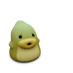 3d render of green cute little baby creature on white