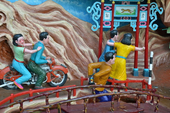 Statues in the Haw Par Villa Gardens in Singapore