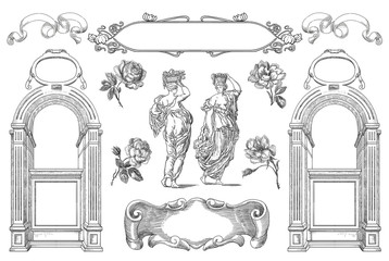 Cartouche set illustration