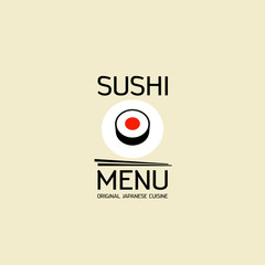 Sushi menu beige design template.
