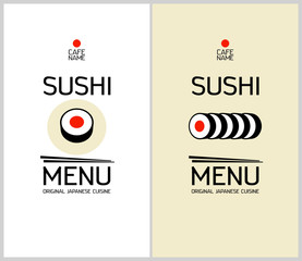 Sushi menu design template set.