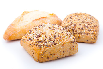 tasty baked with sesame, isolated on a white background