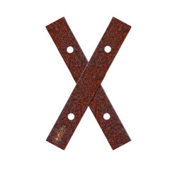 Alphabet made from rust plate
