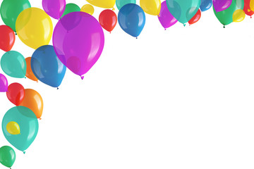 Children's party colorful balloons on white background