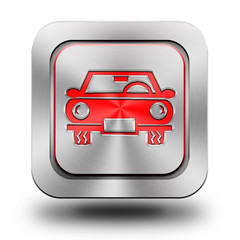 Car aluminum glossy icon, button - obrazy, fototapety, plakaty