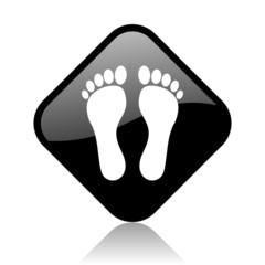 footprint black square glossy internet icon