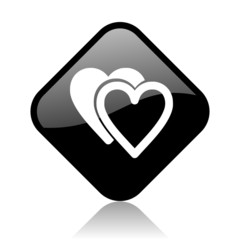 love black square glossy internet icon