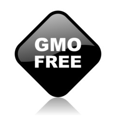 gmo free black square glossy internet icon