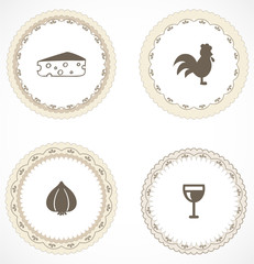 Vintage labels with icons