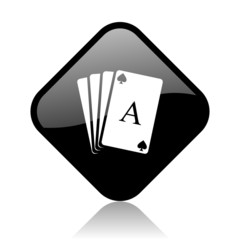 playing cards black square glossy internet icon